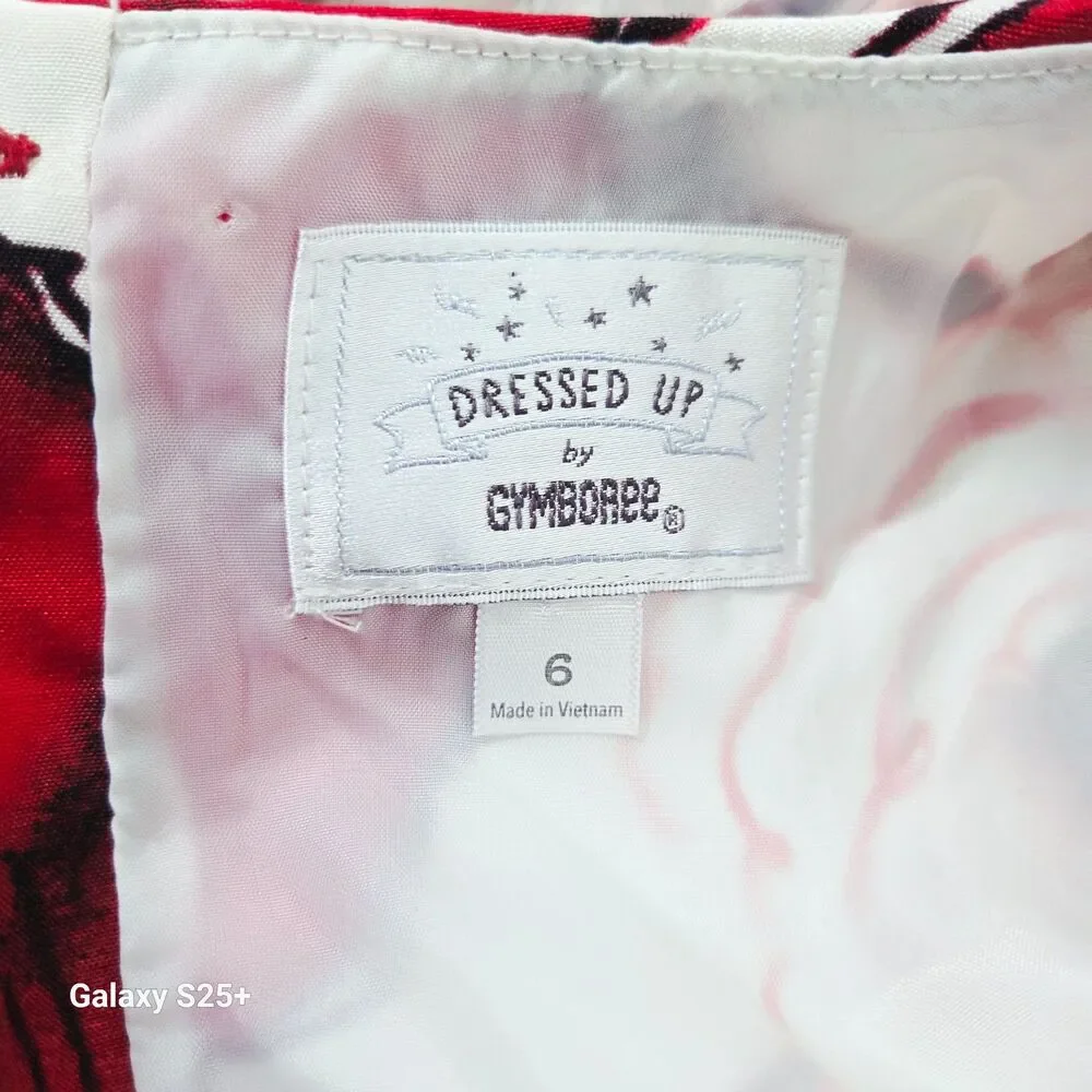 Gymboree Dressed Up Red Floral Rose Holiday Party Dress Girls Size 6